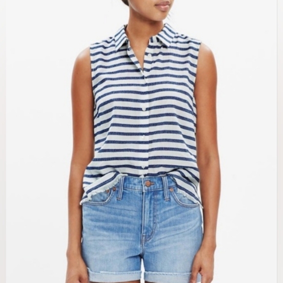 Madewell Moment Striped Sleeveless Shirt Size XXS - Picture 1 of 8